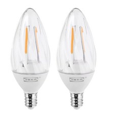 RYET LED 전구 E12 200 lumen 샹들리에 투명 2팩, RYET LED 전구 E12 200 lumen, 샹들리