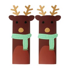 嗨購 耶誕老人麋鹿造型可愛卡通彩色棒棒糖卡片現貨套裝巧克力裝飾包裝, 1個, 12個麋鹿+3張貼紙