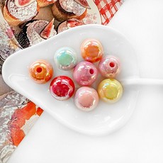 (8p) 14mm AB 유광 컬러 구슬 비즈, 1세트, 컬러랜덤