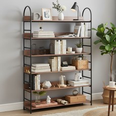 위즈룸 책꽂이 책장, 5단, 월넛+블랙