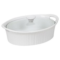 Corningware 1105935 프렌치 화이트 III 타원형 캐서롤 유리 커버 포함 2.4L(2.5쿼트), Corningware 1105935 프렌치 화이트 II