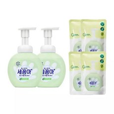 세균아꼼짝마 버블 핸드워시 용기 그린허브 250ml 2개 + 리필 200ml 4개, 8개