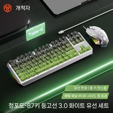 디아크몰 포러너 컨투어 기계식 키보드 마우스 세트 무선 사이드, 브라운 스위치 풀 키 핫스왑, 87 키, 12. 칭티 윤곽선 87키-흰색 유선+마우스, 텐키리스