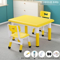 올원픽 저학년책상 신학기 책상 바른자세 의자 저학년, 레몬옐로우 책상 1개 의자 2개