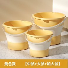 【台灣出貨】摺疊水桶 家用 便攜 加厚款 塑料 手提 車載 旅行 洗車捅 大小號 戶外 釣魚桶, 摺疊式【奶油白】加厚熟膠丨PP5材質,L【口直徑23cm】中號丨可裝5.0公斤