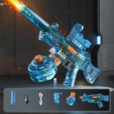 대형 전동 워터밤 led 물총 레이저 게틀링 개틀링 대용량 전자동 자동 워터건, 블루 세트