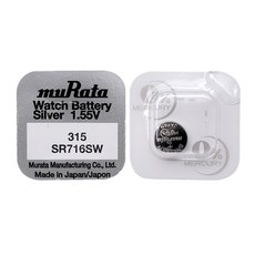 [시계건전지] MURATA 무라타 315 SR716SW 1알 1.55V 무수은, 1개
