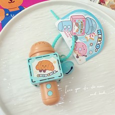 稀奇小禮物 萌趣美食話筒麥克風錄音機鑰匙扣隨身迷你解壓小玩具情侶包包掛件, 藍色, 1個