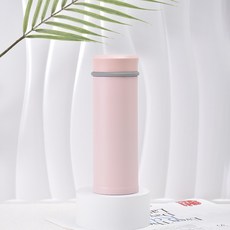 LONGGU 텀블러 순수 세라믹 이중단열 내병 세련 디자인 스트레이트 400mL 휴대형 텀블러, 핑크, 1개