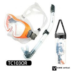 游龍潛水 V.DIVE TC103 專業潛水面鏡呼吸管套裝組 (送收納桶裝), TC103OR 橘框