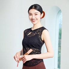 QUEEN YOGA瑜伽服收腰顯瘦新中式蕾絲背心外搭上衣（無胸墊款）