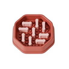 PMMJ 강아지 밥그릇 고양이 식기 슬로우 피더 난이도 조절 PP, 1개, 코랄 레드