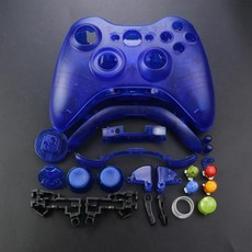 무선 컨트롤러용 풀 케이스 게임 패드 하우징 쉘 커버 버튼 키트 아날로그 스틱 범퍼, Clear Blue, 1개