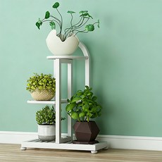 Tiger Pavilion 북유럽 스타일 철제 화분 스탠드, 3단, 화이트