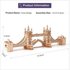 Robotime 3D Wooden Puzzle Game Big BenTower Bridge for Children Adult Gift DIY With Light, 1개