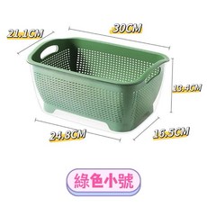 金便利 加厚雙層瀝水籃 廚房瀝水盆, 透明綠色, 1個