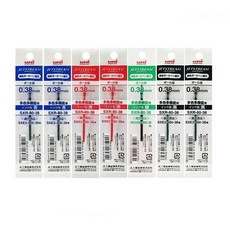 더주니 유니 제트스트림 다색 볼펜 리필심 0.38mm 2색 3색 4색 멀티펜 리필, 1개, 블랙 2개+블루 2개+레드 2개+그린 1개