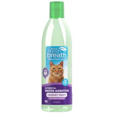 TropiClean Fresh Breath 貓用潔牙水添加劑 蔓越莓萃取配方, 1個, (貓)泌尿照護貓咪潔牙水16oz*1瓶