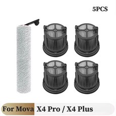 Mova X4 pro / x4 plus 습식 건식 진공 청소기 교체 부품 롤러 브러시 HEPA 필터 액세서리, 5PCS