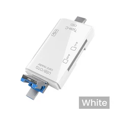 다기능 6 in 1 OTG SD 카드 리더기 USB2.0 Type-CTFSD 메모리 노트북 액세서리 어댑터용 스마트, 01 White