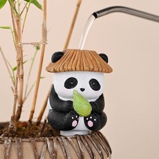 熊猫抱竹笋浇花器 创意花盆装饰摆件, 1個