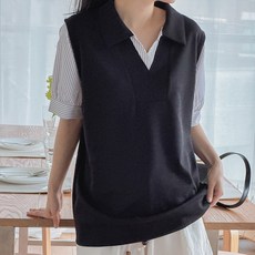 로로텐 스트라이프 배색 퍼프 반팔 브이넥 카라 티셔츠 여성 빅사이즈