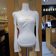 셔링레이스배색슬림티셔츠/ES1JT102BP 688092