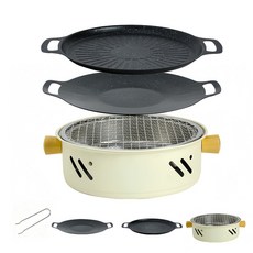 NUTRIVIO 바베큐그릴 2~4인용 다기능 볶음 팬 철판 숯불 미니 캠핑화로대 그리들, 1개