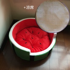 강아지 고양이 수박모양 푹신 쿠션 방석 하우스, 1개, 4_수박 +쿨매트