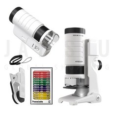 제이스튜 200배율 LED 야외 관찰 현미경 3in1 스마트폰연결 탈착식 미니 풀세트, 본체+핸드폰거치대+현미경관찰대+샘플12개, 1개, 200배율 화이트블랙