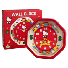 [그루비마켓] 헬로 키티 기차 시계 귀여운 캐릭터 움직이는 회전 기차 미니 트레인 인테리어 벽 거실 아이방 시계, 01  헬로 키티 기차 시계