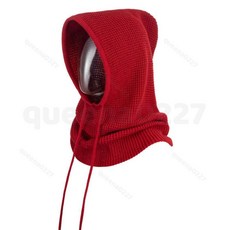 嚴選好物 針織帽 巴拉克拉法帽女冬季保暖針織圍脖帽子壹件式套頭圍巾騎車防風護臉脖, 蝦色,均碼, 1個