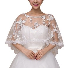 여성용 자수 플로럴 레이스 웨딩 숄 케이프 손가락 장식 트림 하이 로우 튤 브라이덜 케이프렛 볼레로 라인스톤 브레이슬릿과 호환
