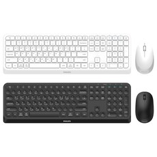 필립스 SPT6407 멀티페어링 블루투스 무선 키보드 마우스 세트 합본 콤보, 화이트, 화이트