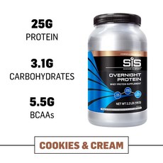 SIS 오버나이트 프로틴 파우더 1Kg 쿠키 앤 크림 카제인 & 유청 함유 단백질, 1개