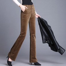 PEROLA 여성 코듀로이 부츠컷 하이웨스트 슬림핏 기모 도톰 긴바지