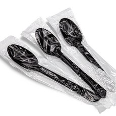 [일용상회]일회용 숟가락 CI 170mm 완전 개별포장 낱개포장 100개 검정, 1개, 100개입