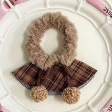 西高地kitty掌門狗斗篷娃衣毛絨玩具裝扮DIY格紋斗篷棉花娃娃替換裝, 深棕色,8cm, 1個