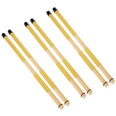 나무 브러시 드럼 스틱 3쌍 40.6cm(16인치) 19개 번들 로드 드럼스틱 음악 악기 액세서리 재즈 포크 소규모 장소 및 어쿠스틱 퍼포먼스용 (옐로우), 옐로우