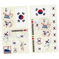 대한민국 응원 타투스티커 10장 세트 형광 한국 국기 스티커, 월드컵응원스티커 03 야광 10장세트(각1장씩)