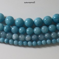 선우몰 아쿠아마린 원석 6mm 8mm 10mm 12mm 해란보옥 백옥착색 원석팔찌재료 DIY재료 팔찌만들기, 1개