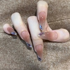 穿戴甲高級感秋冬閃鑽蝴蝶手工美甲甲片辣妹穿戴式指甲片, 1個, BY2465芬芳馥郁:手工甲XS碼#10片/袋