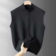 JIEVE 남성용 니트 조끼 가을 겨울 심플 스타일 무지 디자인 지퍼 민소매 하이넥 베스트SL1101134