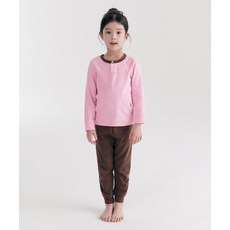 무신사 스탠다드 MUSINSA STANDARD KIDS 컬러 블록 헨리 넥 실내복 세트 [핑크/브라운] MKDUHXK12-U8 379685