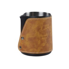 우유스팀기 우유거품기 우유스티머 우유 스팀 거품 투수 스테인레스 스틸 논스틱 주전자 풀 플라워 컵 화상 방지 가죽 케이스 포함 450ml, 02 450ml black, 1개