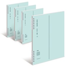 MUNID It spring 左側裝訂 2分割 格線筆記本, 薄荷綠, 4個