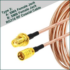 어댑터 케이블 플러그 암 잭 커넥터 안테나 익스텐션 점퍼 피그테일, 1개, 2. SMB F to SMA F, H. 3 Meters