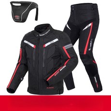 남녀 겨울 방수 방풍 보온 오토바이 레이싱 세트 사계절용, 블랙 세트 목 보호대 포함 사계절