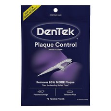 DenTek 덴텍 Cross Flosser 플라크 컨트롤 치실 픽 X자형 치실 75개, 75 Count (Pack of 1), 1개