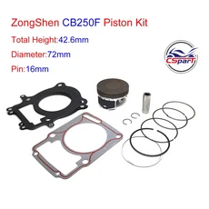 오토바이 72mm 공냉식 실린더 세트 ZONGAHEN CB250-F KAYO CB250F CPS250 엔진 250cc 용 피스톤 링 및 가스